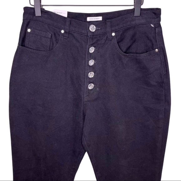 WeWoreWhat The Danielle Straight Leg Jeans Crystal Buttons Black Size 30 - Picture 5 of 13